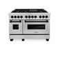 ZLINE Autograph Edition 48 in. Kitchen Package with Stainless Steel Dual Fuel Range with White Matte Door and Range Hood with Matte Black Accents (2AKP-RAWMRH48-MB)