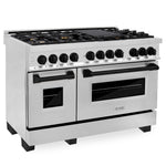 ZLINE Autograph Edition 48 in. 6.0 cu. ft. Legacy Dual Fuel Range with 7 Burner Gas Cooktop and 2 Electric Ovens in Stainless Steel and Matte Black Accents, Open Box-Good Condition