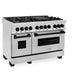 ZLINE Autograph Edition 48 in. 6.0 cu. ft. Legacy Dual Fuel Range with 7 Burner Gas Cooktop and 2 Electric Ovens in Stainless Steel and Matte Black Accents, Open Box-Good Condition