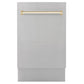 ZLINE Autograph Edition 18 in. Tallac Series 3rd Rack Top Control Built-In Dishwasher in Stainless Steel with Polished Gold Handle, 51dBa (DWVZ-304-18-G) main image.