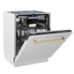 ZLINE Autograph Edition 24 in. Tallac Series 3rd Rack Top Control Built-In Tall Tub Dishwasher in Stainless Steel with Champagne Bronze Handle, 51dBa (DWVZ-304-24-CB)