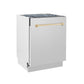 ZLINE Autograph Edition 24 in. Tallac Series 3rd Rack Top Control Built-In Tall Tub Dishwasher in Stainless Steel with Polished Gold Handle, 51dBa (DWVZ-304-24-G)