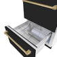 ZLINE Autograph Edition 24 in. Touchstone 168 Can Outdoor-Rated Dual Refrigerator Drawer with Black Matte Doors and Champagne Bronze Handles (RDSOZ-BLM-24-CB)