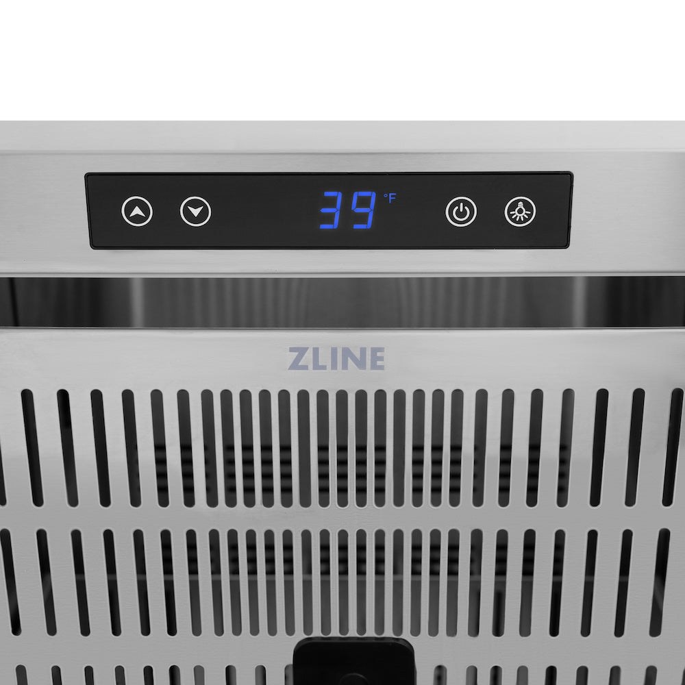 ZLINE Autograph Edition 24 in. Touchstone 168 Can Outdoor-Rated Dual Refrigerator Drawer with Black Matte Doors and Champagne Bronze Handles (RDSOZ-BLM-24-CB)