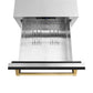 ZLINE Autograph Edition 24 in. Touchstone 168 Can Outdoor-Rated Dual Refrigerator Drawer with Black Matte Doors and Polished Gold Handles (RDSOZ-BLM-24-G)