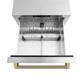 ZLINE Autograph Edition 24 in. Touchstone 168 Can Outdoor-Rated Dual Refrigerator Drawer with Stainless Steel Doors and Champagne Bronze Helix Handles (RDSOZ-ST-24-KCB) upper refrigeration compartment open with divider in.