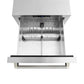 ZLINE Autograph Edition 24 in. Touchstone 168 Can Outdoor-Rated Dual Refrigerator Drawer with Stainless Steel Doors and Polished Nickel Helix Handles (RDSOZ-ST-24-KPN) upper refrigeration compartment open with divider in.