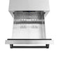 ZLINE Autograph Edition 24 in. Touchstone 168 Can Outdoor-Rated Dual Refrigerator Drawer with Stainless Steel Doors and Matte Black Handles (RDSOZ-ST-24-MB) above drawer, without divider.