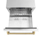ZLINE Autograph Edition 24 in. Touchstone 168 Can Outdoor-Rated Dual Refrigerator Drawer with White Matte Doors and Champagne Bronze Handles (RDSOZ-WM-24-CB)
