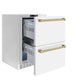 ZLINE Autograph Edition 24 in. Touchstone 168 Can Outdoor-Rated Dual Refrigerator Drawer with White Matte Doors and Champagne Bronze Handles (RDSOZ-WM-24-CB)