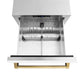 ZLINE Autograph Edition 24 in. Touchstone 168 Can Outdoor-Rated Dual Refrigerator Drawer with White Matte Doors and Polished Gold Handles (RDSOZ-WM-24-G)
