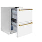 ZLINE Autograph Edition 24 in. Touchstone 168 Can Outdoor-Rated Dual Refrigerator Drawer with White Matte Doors and Polished Gold Handles (RDSOZ-WM-24-G)