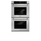 ZLINE Autograph Edition 30 in. Professional True Convection Double Wall Oven with Air Fry and Self Clean in Stainless Steel with Polished Nickel Helix Handles (WADZ-30-KPN) front.
