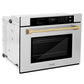 ZLINE Autograph Edition 30 in. Professional True Convection Single Wall Oven with Air Fry and Self Clean in Stainless Steel with Champagne Bronze Handle (WASZ-30-CB) side.