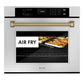 ZLINE Autograph Edition 30 in. Professional True Convection Single Wall Oven with Air Fry and Self Clean in Stainless Steel with Champagne Bronze Helix Handle (WASZ-30-KCB) front, showing air fry capability.