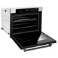 ZLINE Autograph Edition 30 in. Professional True Convection Single Wall Oven with Air Fry and Self Clean in Stainless Steel with Matte Black Handle (WASZ-30-MB) side, oven open.