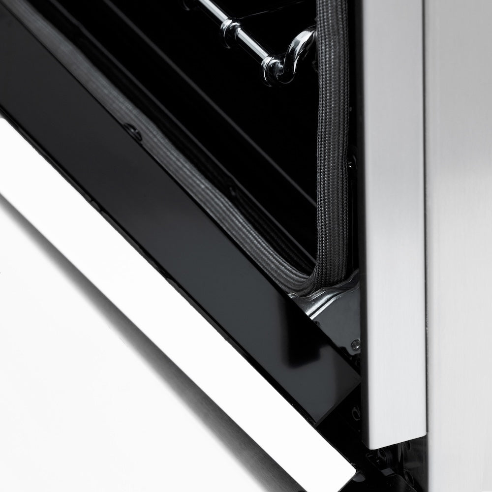 ZLINE Autograph Edition 24 in. 2.8 cu. ft. Legacy Dual Fuel Range with 4 Burner Gas Cooktop and Electric Convection Oven in Stainless Steel with White Matte Door and Matte Black Accents, Open Box-Good Condition