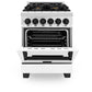 ZLINE Autograph Edition 24 in. 2.8 cu. ft. Legacy Dual Fuel Range with 4 Burner Gas Cooktop and Electric Convection Oven in Stainless Steel with White Matte Door and Matte Black Accents, Open Box-Good Condition