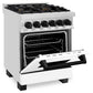 ZLINE Autograph Edition 24 in. 2.8 cu. ft. Legacy Dual Fuel Range with 4 Burner Gas Cooktop and Electric Convection Oven in Stainless Steel with White Matte Door and Matte Black Accents, Open Box-Good Condition