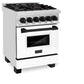 ZLINE Autograph Edition 24 in. 2.8 cu. ft. Legacy Dual Fuel Range with 4 Burner Gas Cooktop and Electric Convection Oven in Stainless Steel with White Matte Door and Matte Black Accents, Open Box-Good Condition
