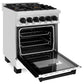 ZLINE Autograph Edition 24 in. 2.8 cu. ft. Legacy Dual Fuel Range with 4 Burner Gas Cooktop and Electric Convection Oven in Stainless Steel with White Matte Door and Matte Black Accents, Open Box-Good Condition