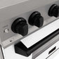 ZLINE Autograph Edition 30 in. 4.0 cu. ft. Legacy Dual Fuel Range with 4 Burner Gas Cooktop and Electric Convection Oven in Stainless Steel with White Matte Door and Matte Black Accents (RAZ-WM-30-MB) oven door.