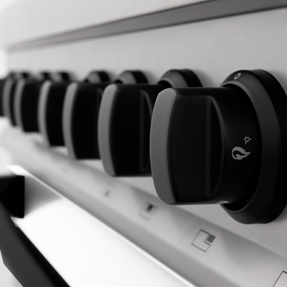 ZLINE Autograph Edition 30 in. Kitchen Package with Stainless Steel Dual Fuel Range with White Matte Door and Range Hood with Matte Black Accents (2AKP-RAWMRH30-MB)