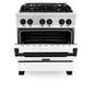 ZLINE Autograph Edition 30 in. 4.0 cu. ft. Legacy Dual Fuel Range with 4 Burner Gas Cooktop and Electric Convection Oven in Stainless Steel with White Matte Door and Matte Black Accents, Open Box-Good Condition