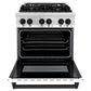 ZLINE Autograph Edition 30 in. 4.0 cu. ft. Legacy Dual Fuel Range with 4 Burner Gas Cooktop and Electric Convection Oven in Stainless Steel with White Matte Door and Matte Black Accents, Open Box-Good Condition