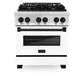 ZLINE Autograph Edition 30 in. 4.0 cu. ft. Legacy Dual Fuel Range with 4 Burner Gas Cooktop and Electric Convection Oven in Stainless Steel with White Matte Door and Matte Black Accents, Open Box-Good Condition