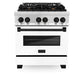 ZLINE Autograph Edition 30 in. Kitchen Package with Stainless Steel Dual Fuel Range with White Matte Door, Range Hood and Dishwasher with Matte Black Accents (3AKP-RAWMRHDWM30-MB)