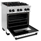 ZLINE Autograph Edition 30 in. 4.0 cu. ft. Legacy Dual Fuel Range with 4 Burner Gas Cooktop and Electric Convection Oven in Stainless Steel with White Matte Door and Matte Black Accents (RAZ-WM-30-MB) side, oven open.