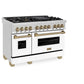ZLINE Autograph Edition 48 in. 6.0 cu. ft. Legacy Dual Fuel Range with 7 Burner Gas Cooktop and 2 Electric Ovens in Stainless Steel with White Matte Doors and Champagne Bronze Accents, Open Box-Good Condition