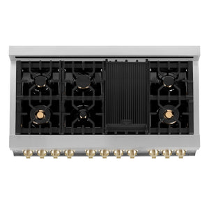 ZLINE Autograph Edition 48 in. 6.0 cu. ft. Legacy Dual Fuel Range with 7 Burner Gas Cooktop and 2 Electric Ovens in Stainless Steel with White Matte Doors and Polished Gold Accents, Open Box-Great Condition