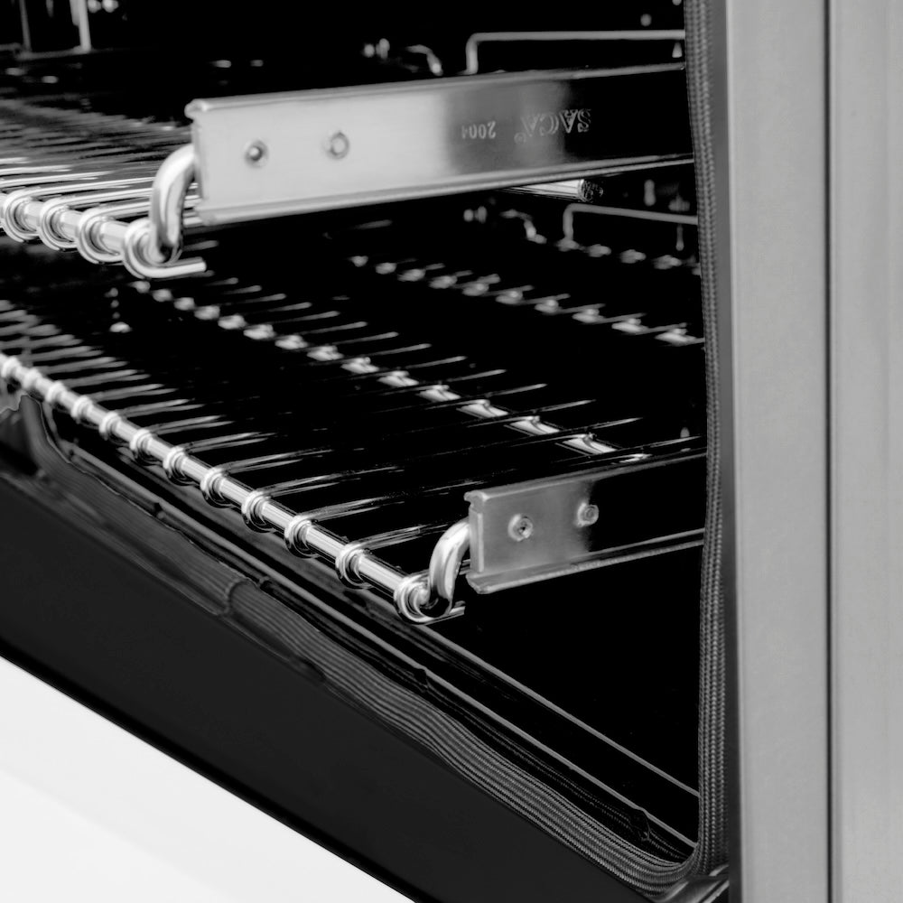 ZLINE Autograph Edition 48 in. 6.0 cu. ft. Legacy Dual Fuel Range with 7 Burner Gas Cooktop and 2 Electric Ovens in Stainless Steel with White Matte Doors and Matte Black Accents, Open Box-Good Condition