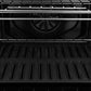 ZLINE Autograph Edition 30 in. Professional True Convection Single Wall Oven with Air Fry and Self Clean in Stainless Steel with White Matte Door and Polished Gold Handle (WASZ-WM-30-G) close-up, oven interior and racks front.