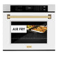 ZLINE Autograph Edition 30 in. Professional True Convection Single Wall Oven with Air Fry and Self Clean in Stainless Steel with White Matte Door and Polished Gold Handle (WASZ-WM-30-G)