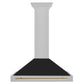 ZLINE Autograph Edition 36 in. Convertible Satin Stainless Steel Wall Mount Range Hood with Black Matte Shell and Accent Handle (KB4SNZ-BLM36)