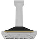 ZLINE Autograph Edition 36 in. Convertible Satin Stainless Steel Wall Mount Range Hood with Black Matte Shell and Accent Handle (KB4SNZ-BLM36)