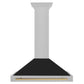 ZLINE Autograph Edition 36 in. Convertible Satin Stainless Steel Wall Mount Range Hood with Black Matte Shell and Accent Handle (KB4SNZ-BLM36)