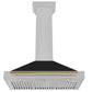 ZLINE Autograph Edition 36 in. Convertible Satin Stainless Steel Wall Mount Range Hood with Black Matte Shell and Accent Handle (KB4SNZ-BLM36)