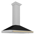 ZLINE Autograph Edition 48 in. Convertible Satin Stainless Steel Wall Mount Range Hood with Black Matte Shell and Accent Handle (KB4SNZ-BLM48)