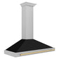 ZLINE Autograph Edition 48 in. Convertible Satin Stainless Steel Wall Mount Range Hood with Black Matte Shell and Accent Handle (KB4SNZ-BLM48)