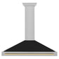 ZLINE Autograph Edition 48 in. Convertible Satin Stainless Steel Wall Mount Range Hood with Black Matte Shell and Accent Handle (KB4SNZ-BLM48)
