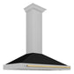 ZLINE Autograph Edition 48 in. Convertible Satin Stainless Steel Wall Mount Range Hood with Black Matte Shell and Accent Handle (KB4SNZ-BLM48)