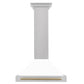 ZLINE Autograph Edition 30 in. Convertible Satin Stainless Steel Wall Mount Range Hood with White Matte Shell with Accent Handle (KB4SNZ-WM30)