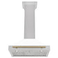 ZLINE Autograph Edition 30 in. Convertible Satin Stainless Steel Wall Mount Range Hood with White Matte Shell with Accent Handle (KB4SNZ-WM30)