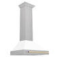 ZLINE Autograph Edition 30 in. Convertible Satin Stainless Steel Wall Mount Range Hood with White Matte Shell with Accent Handle (KB4SNZ-WM30) dimensional diagram.