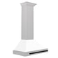 ZLINE Autograph Edition 30 in. Convertible Satin Stainless Steel Wall Mount Range Hood with White Matte Shell with Accent Handle (KB4SNZ-WM30)