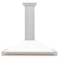 ZLINE Autograph Edition 48 in. Convertible Satin Stainless Steel Wall Mount Range Hood with White Matte Shell with Accent Handle (KB4SNZ-WM48)